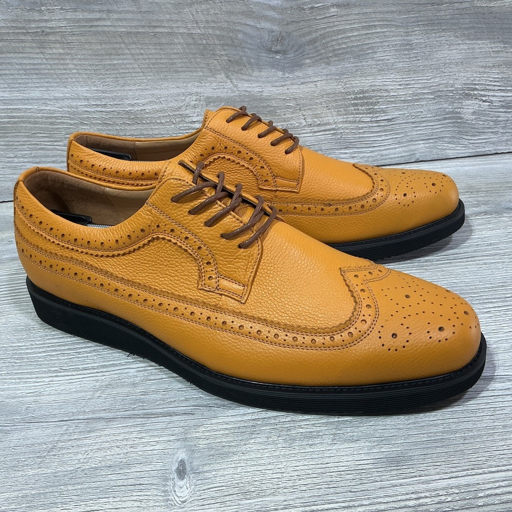 Marc Nolan Alexander Yellow Pebbled Leather Longwing Sneakers Men's 16 Lug Sole